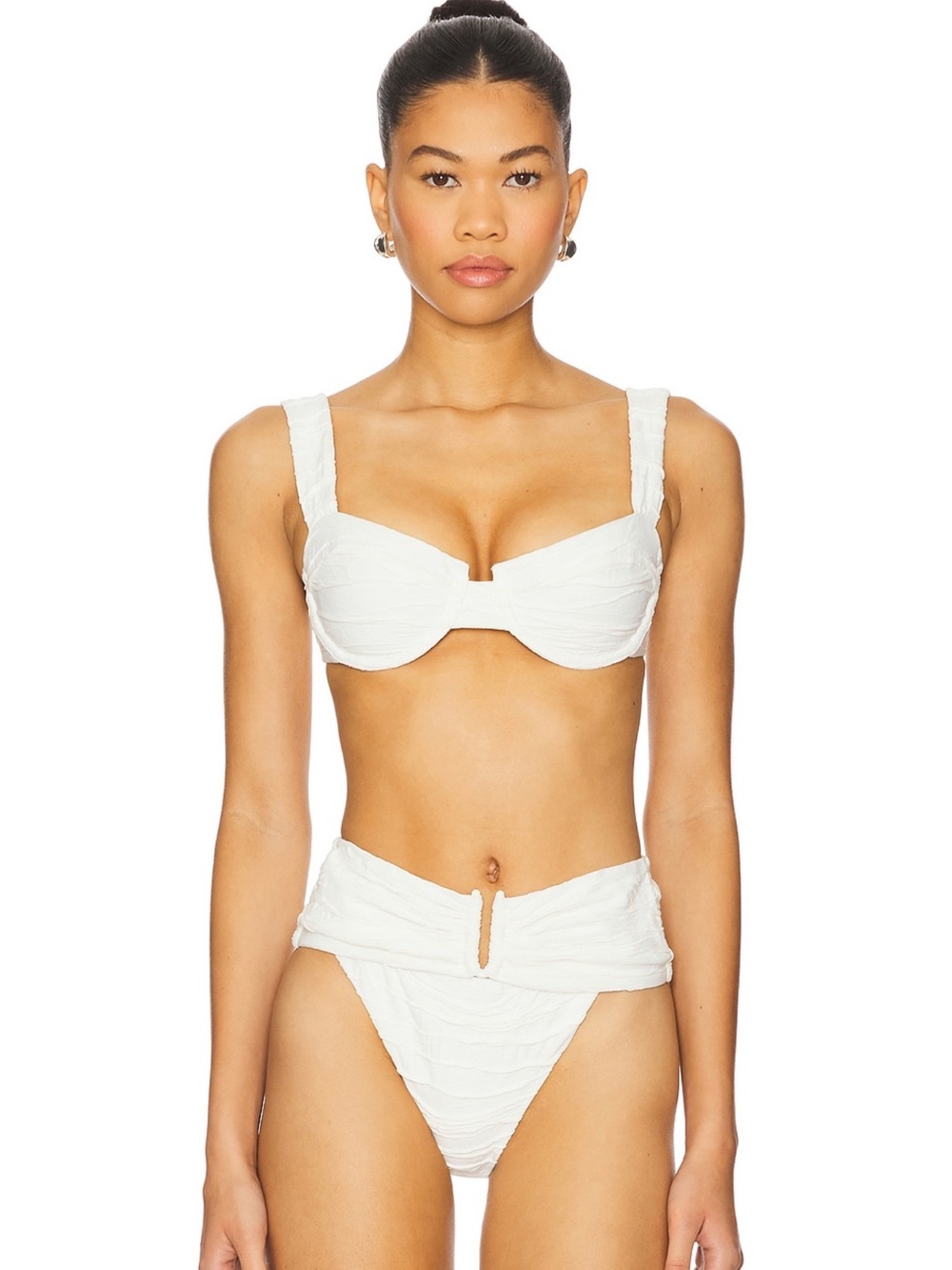 Devon Windsor White Textured Underwire Bikini Set - Women Swim